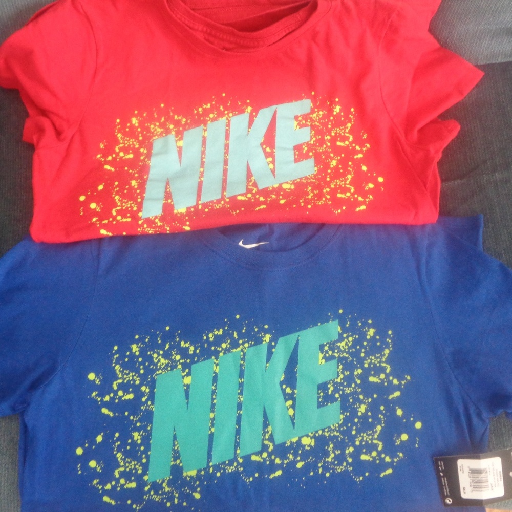 Girl's Nike Blue Tee NWT & Red Nike Tee Size L